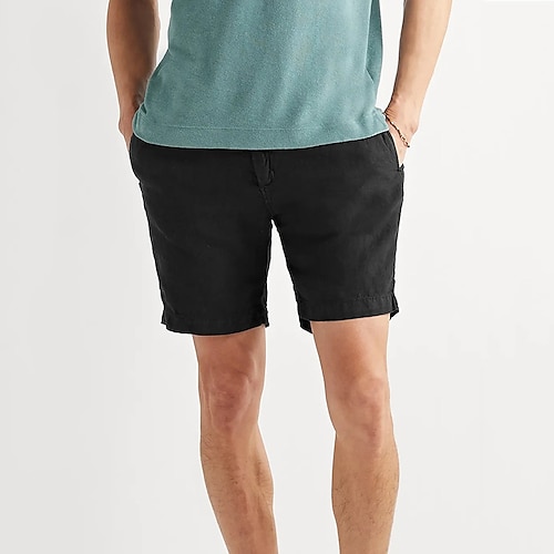 

Herren Shorts Kurze Hosen Leinenshorts Kurze Hosen Sommer-Shorts Tasche Gerade geschnitten Feste Farbe Komfort Weich Arbeit Casual Täglich Leinen / Baumwoll Mischung Modisch Strassenmode Schwarz Weiß