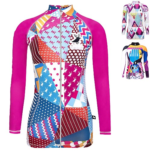 

21Grams Women's Cycling Jersey Long Sleeve Bike Jersey Top with 3 Rear Pockets Mountain Bike MTB Road Bike Cycling Breathable Quick Dry Moisture Wicking Reflective Strips Yellow Rose Red White Spandex