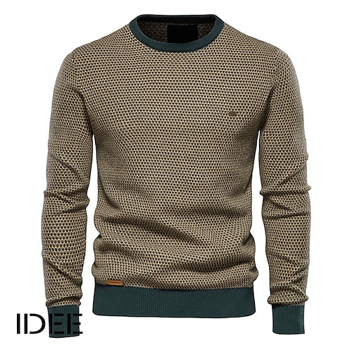 

Per uomo Felpa Maglione A coste Maglia Corto Lavorato a maglia Color Block Girocollo Di tendenza Streetwear Esterno Per uscire Abbigliamento Autunno inverno Nero Arancione M L XL