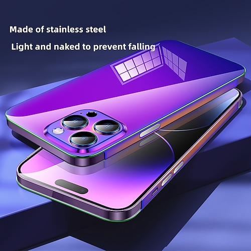 

Phone Case For Apple Back Cover iPhone 14 Pro Max iPhone 14 Pro iPhone 13 Pro Max iPhone 13 Pro Portable Plating Ultra-thin Graphic Solid Colored Stainless Steel Fiber