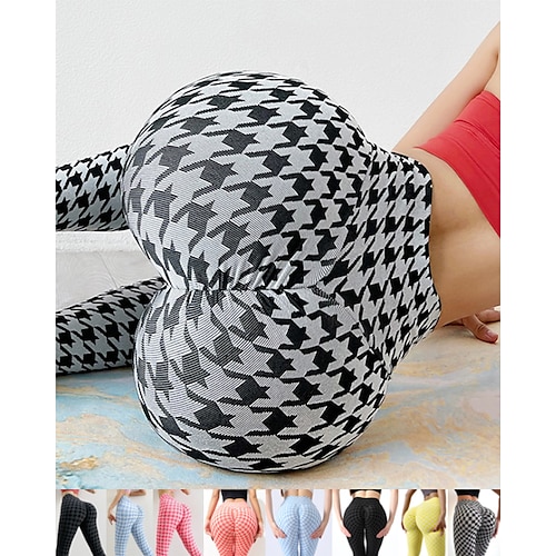 

Per donna Pantaloni da jogger Leggings per lo yoga Scrunch Butt Fasciante in vita Sollevamento dei glutei Vita alta Yoga Fitness Allenamento in palestra Pantaloni A quadri Bianco / nero Bianco