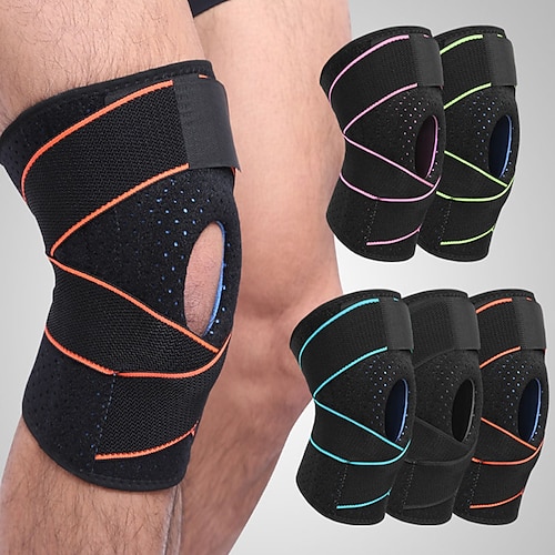 

Ein Paar Knieschoner aus kaltem Silikon mit Sportriemen zum Laufen, Basketball, Klettern, Reiten, Badminton, Knieschoner