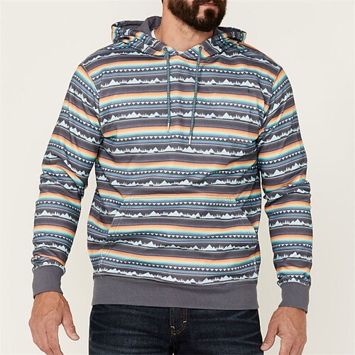 

Men's Pullover Hoodie Sweatshirt Gray Hooded Striped Graphic Prints Print Daily Sports 3D Print Basic Streetwear Designer Spring Fall Clothing Apparel Hoodies Sweatshirts