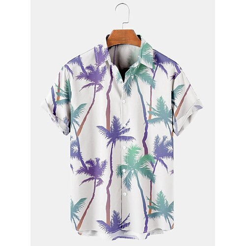 

Men's Shirt Coconut Tree Graphic Prints Turndown White 3D Print Street Daily Short Sleeves Button-Down Print Clothing Apparel Tropical Fashion Designer