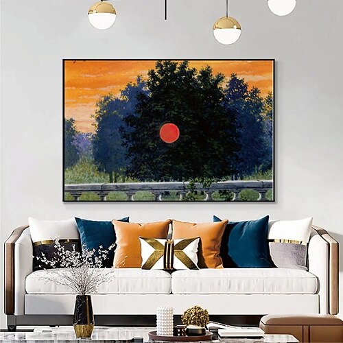 

Handmade Hand Painted Oil Painting Wall Modern Abstract Magritte Rene Famous Landscape Canvas Painting Home Decoration Decor Rolled Canvas No Frame Unstretched