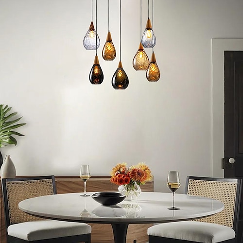 

1 luce 30 cm in legno massello lampada a sospensione in vetro led elegante design singolo luci dell'isola stile moderno ristoranti negozi / caffè soggiorno luci 220-240 v 110-120 v