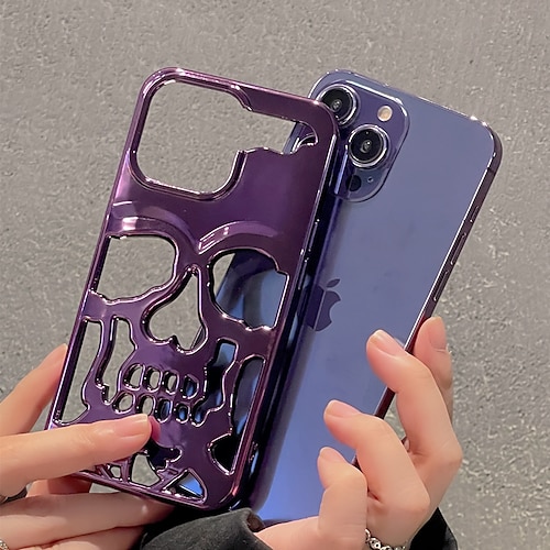 

skeleton skull cover til iphone 14 13 12 11 pro max telefon covers stødsikker bagcover kamera fuld beskyttelse hule tpu funda