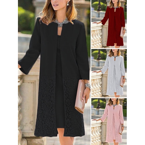 

Women's Dress Set Two Piece Dress Mini Dress Black Pink Wine Long Sleeve Pure Color Lace Winter Fall Spring Crew Neck Fashion Vacation Loose Fit 2023 S M L XL XXL 3XL 4XL 5XL