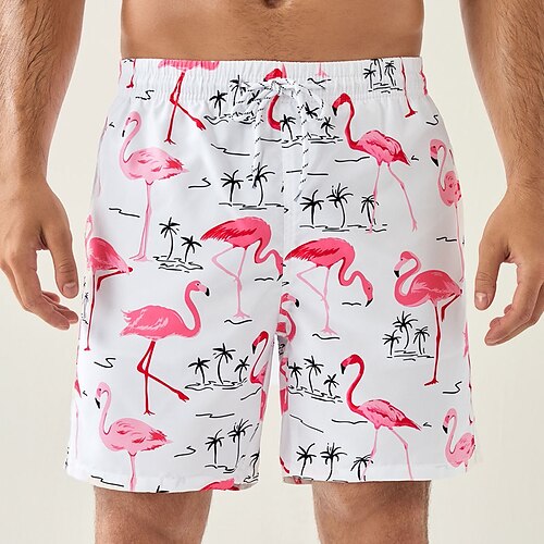 

Per uomo Boxer da surf Pantaloncini da mare Boxer da mare Pantaloncini estivi Pantaloncini da spiaggia A cordoncino Vita elastica Stampa 3D Pop art Fenicottero Traspirante Morbido Breve Informale