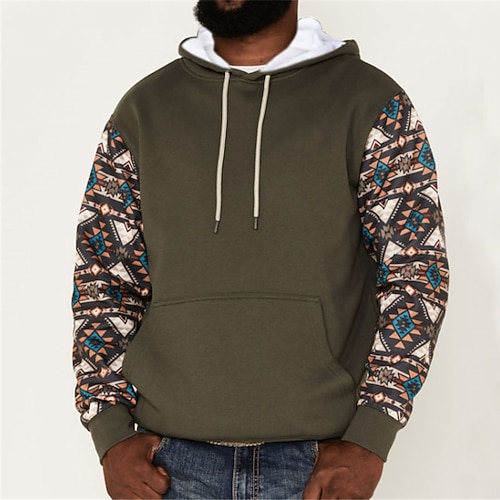 

Men's Pullover Hoodie Sweatshirt Brown Hooded Color Block Bohemian Style Graphic Prints Print Daily Sports 3D Print Basic Streetwear Designer Spring Fall Clothing Apparel Hoodies Sweatshirts