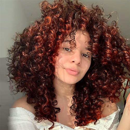 Curly Wigs for Black Women – Afro Curly Wig with Bangs Natural