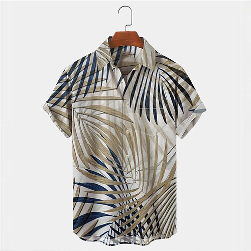 

Men's Shirt Summer Hawaiian Shirt Graphic Prints Leaves Turndown Apricot Outdoor Street Short Sleeves Button-Down Print Clothing Apparel Tropical Fashion Hawaiian Designer