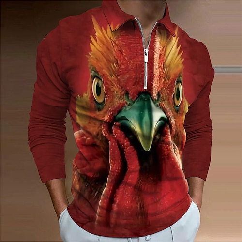 

Herre POLO Trøje Golftrøje Zip Polo Dyr Grafiske tryk Aftæpning Vin Grå udendørs Gade Langærmet Lynlås Trykt mønster Tøj Mode Gade Designer Blødt
