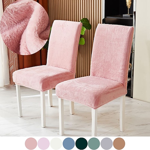 

2 Pcs Dining Chair Cover Stretch Chair Seat Slipcover Elastic Chair Protector Anti-Cat Scratch For Dining Party Hotel Wedding Soft Washable