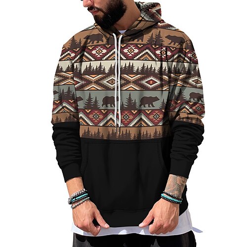

Men's Pullover Hoodie Sweatshirt Black Yellow Blue Brown Green Hooded Animal Color Block Graphic Prints Print Daily Sports 3D Print Basic Streetwear Designer Spring Fall Clothing Apparel Hoodies