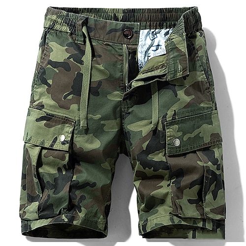 

Men's Cargo Shorts Shorts Hiking Shorts Elastic Waist Multi Pocket Camouflage Knee Length Casual Daily Streetwear Stylish Classic Style ArmyGreen Khaki