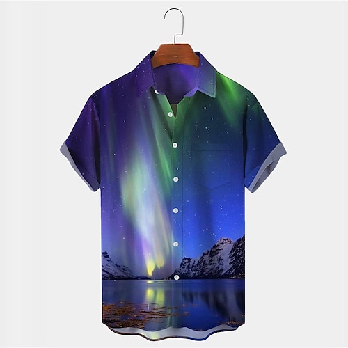 

Men's Shirt Graphic Prints Streamer Turndown Purple Outdoor Street Short Sleeves Button-Down Print Clothing Apparel Tropical Fashion Designer Hawaiian