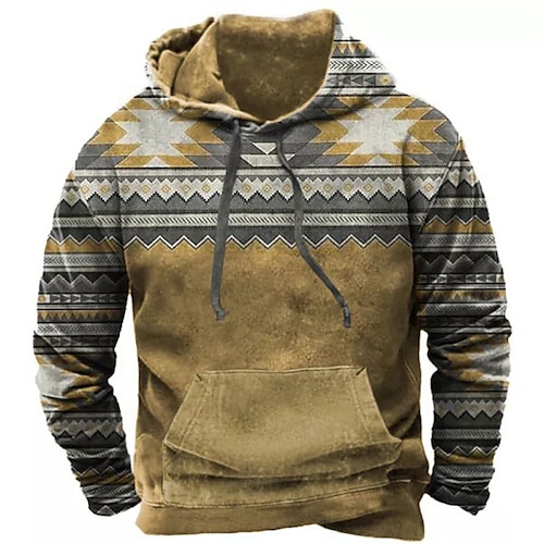 

Men's Pullover Hoodie Sweatshirt Brown Hooded Tribal Graphic Prints Print Daily Sports 3D Print Basic Streetwear Designer Spring Fall Clothing Apparel Hoodies Sweatshirts