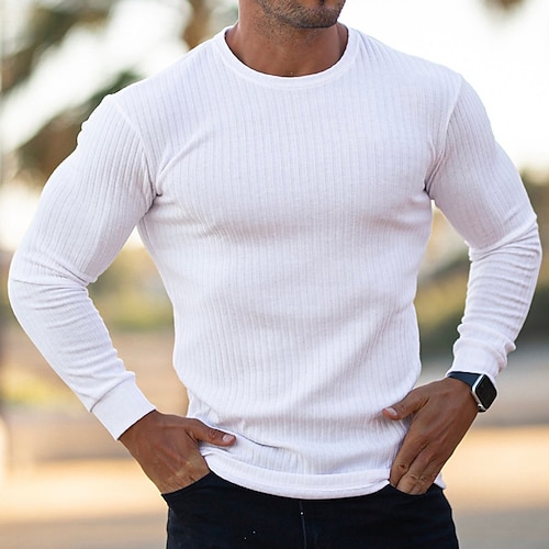 

Per uomo maglietta Camicia muscolare Liscio Girocollo Esterno Sport Manica lunga Abbigliamento Di tendenza Streetwear Fantastico Casual quotidiano