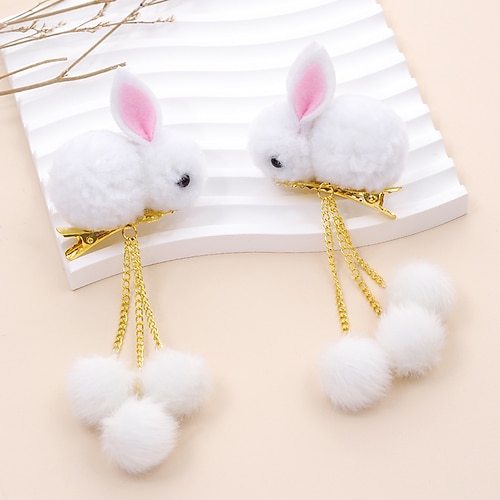 

2 Pieces Toddler Girls' Active / Sweet Daily Rabbit Rabbit Animal Pattern Hair Accessories White / Pink