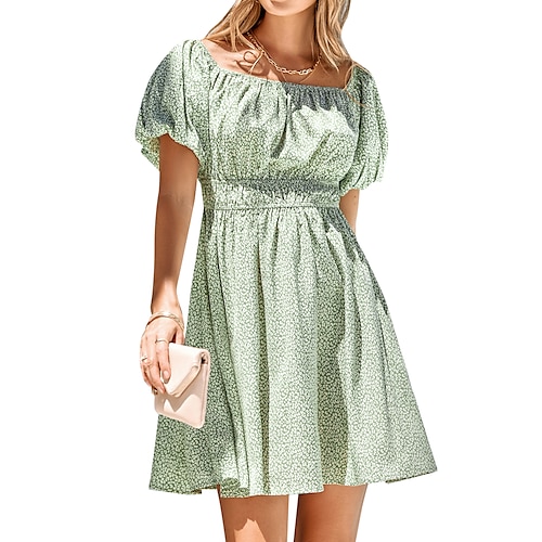 

abito maglione casual da donna abito maglione a strati abito maglione rosa mini abito maglione rosa verde azzurro manica corta semplice manica a sbuffo primavera estate spalle scoperte moda 2023 s m