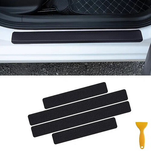 

5-Piece Black Car Carbon Fiber Doorsill Front And Rear Doorsill Bumper Door Scratch Strip Anti Kick Sticker Door Sticker/Tail Sticker