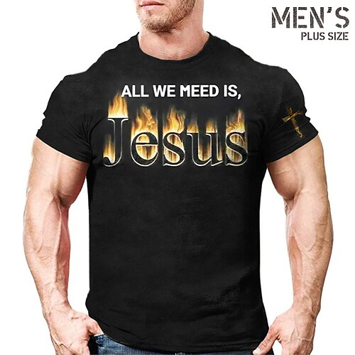 

Herre Plusstørrelser T-shirt Stor og høj Grafisk Rund hals Kortærmet Forår sommer Basale Årgang Mode Gade Afslappet Sport Toppe