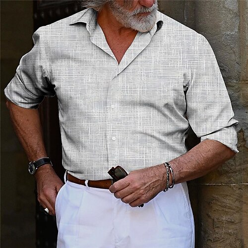

Men's Shirt Graphic Prints Turndown Black White Blue Khaki Outdoor Street Long Sleeve Button-Down Print Clothing Apparel Fashion Designer Casual Soft
