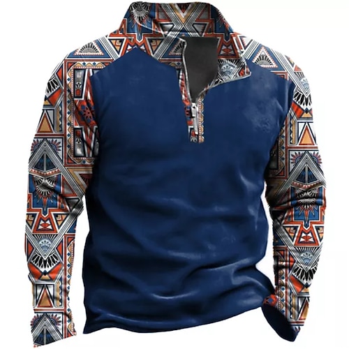 

Homens Moletom com zíper Estacionar Azul Meio Zíper Bloco de cor Estilo Boêmio Estampas Abstratas Zíper Imprimir Diário Esportes Impressão 3D Básico Designer Casual Primavera Outono Roupa Moletons