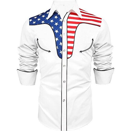 

Hombre Camisa Estampados Bandera Cuello Vuelto Negro Blanco Azul Marino Gris Exterior Calle Manga Larga Abotonar Estampado Ropa Moda Design Casual Suave