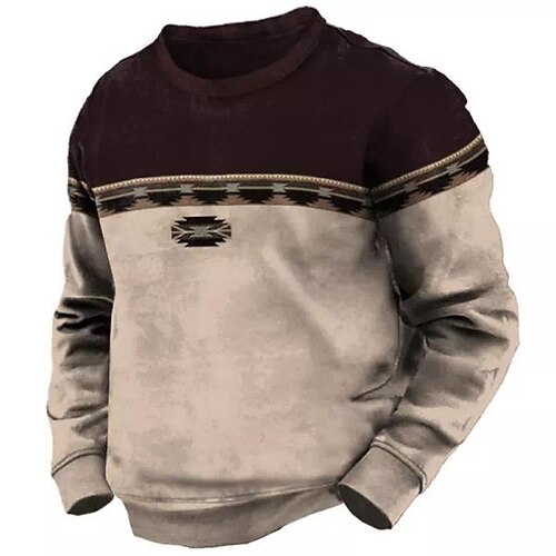 

Men's Sweatshirt Pullover Khaki Crew Neck Tribal Graphic Prints Print Daily Sports Holiday 3D Print Basic Streetwear Designer Spring Fall Clothing Apparel Hoodies Sweatshirts