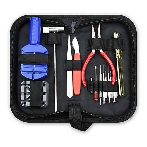 

16 Pieces Set Watch Repair Kit,Professional Watch Battery Replacement Tool, Watch Link Back Removal Tool, Spring Bar Tool Set with Carrying Case