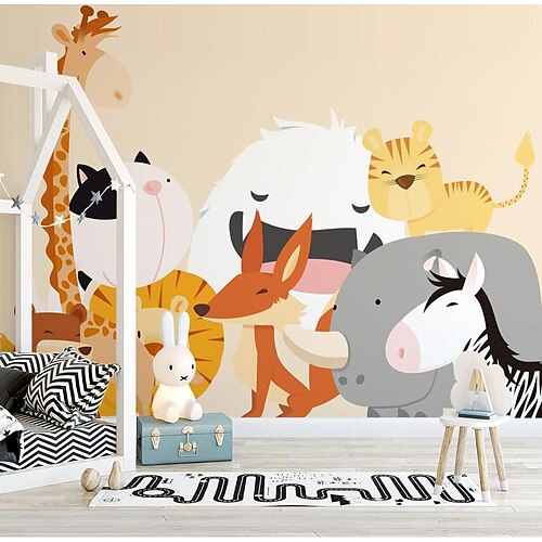 

Children's Room Wallpaper Boys and Girls Warm Wallcloth Cartoon Environmental Protection Kindergarten Animal Wallpaper Children's Paradise