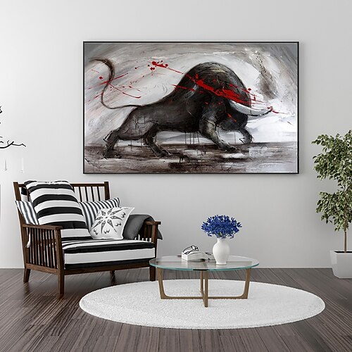 

Handmade Oil Painting Canvas Wall Art Decoration Modern Animal Bull Bullfigh for Home Decor Rolled Frameless Unstretched Painting