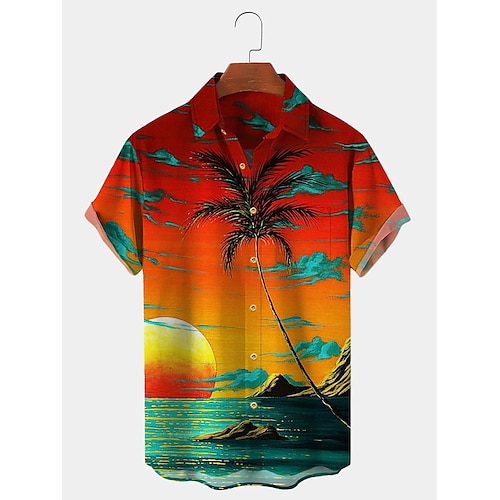 

Royaura pour homme vacances cocotier art peinture hawaii chemise boutonnée à manches courtes