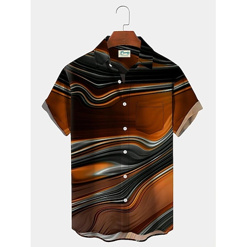 

Homens Camisa Social Gradiente Estampas Abstratas Aberto para a Lateral Marron Impressão 3D Ao ar livre Rua Manga Curta Botão para baixo Imprimir Roupa Moda Designer Casual Macia