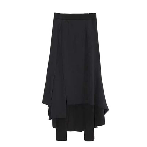 

Women's Tights Skirt Asymmetrical Polyester Black Skirts 2 in 1 Fleece lined Basic Casual Daily M L XL