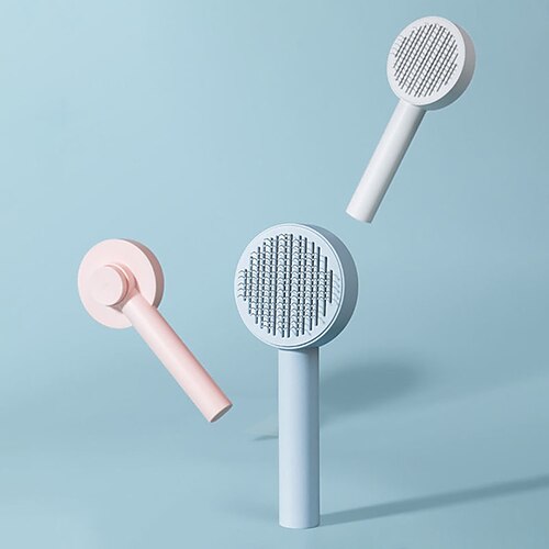 

Dog Cat Brushes Grooming Cleaning Pet Grooming Brush Plastic Brush Dog Clean Supply Pet Hair Remover Durable Easy to Use Removing Matted Tangled Self Cleaning Pet Grooming Supplies White Rosy Pink
