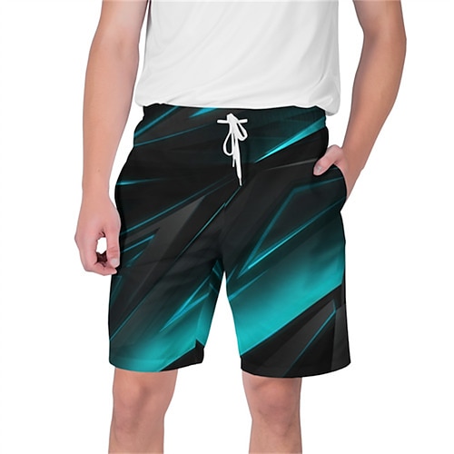 

Men's Shorts Beach Shorts Drawstring Elastic Waist 3D Print Graphic Color Block Breathable Soft Short Casual Daily Holiday Streetwear Hawaiian Purple Green Micro-elastic