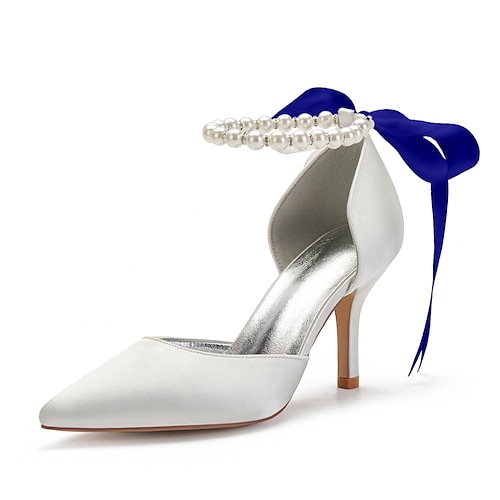 

Dame Bryllup Sko Hæle med ankelrem Bryllup Fest Bryllupshæl Brudesko Sommer Imitationsperler Rosette Snøring Høj Hæl Spidstå Sød Stil Elegant Satin Snøre Farveblok Krystal Rød Bourgogne