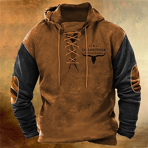 

Homme Sweat à capuche Sweat Marron Gris foncé Marron 2 Capuche Bloc de couleur Imprimés Photos Lacet Imprimer Casual du quotidien Des sports 3D effet basique Vêtement de rue Design Printemps Automne