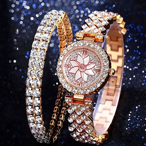 

Quartz Watch for Women Analog Quartz Stylish Glitter Fashion Sparkle Bling Creative Rhinestone Titanium Alloy Stainless Steel Romantic Series Cartoon Series Fashion