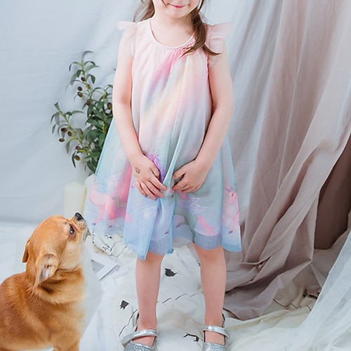 

Fairytale Princess Unicorn Flower Girl Dress Tulle Dresses Tutus Girls' Movie Cosplay Cosplay Halloween Rosy Pink Dress Halloween Carnival Masquerade Polyester