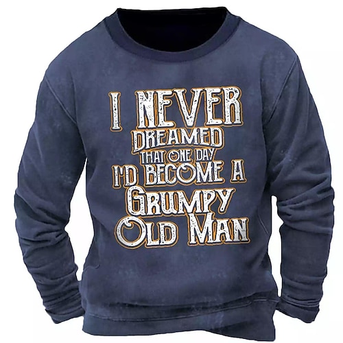 

Men's Sweatshirt Pullover Blue Crew Neck Letter Graphic Prints Print Daily Sports Holiday 3D Print Basic Streetwear Designer Spring Fall Clothing Apparel Hoodies Sweatshirts