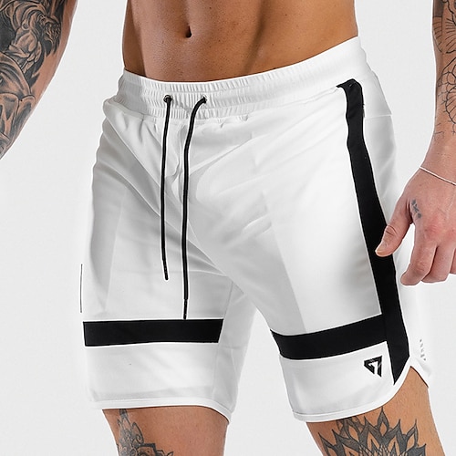 

Herre Atletiske shorts Surf shorts Løbshorts Lomme Snørelukning Elastisk Talje Farveblok Bogstaver Komfort udendørs Daglig I-byen-tøj Mode Gade Sort Hvid