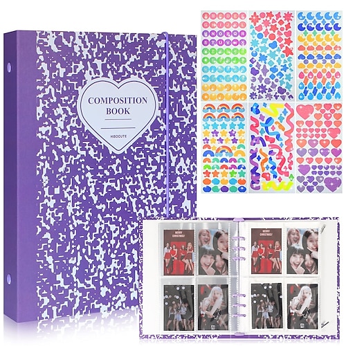 

Kpop Photocard Binder Kpop Photocard Holder Book Sleeves with Kpop Photocard Korean Stickers A5 Binder Photocard Album 6 Ring Photocard Binder Card Protectors Pages