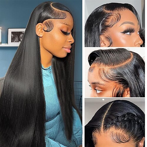 

parrucche frontali in pizzo dritto capelli umani pre pizzicati densità 180% parrucche frontali 13x4 capelli umani parrucca in pizzo trasparente hd da 26 pollici 10a parrucche vergini brasiliane per