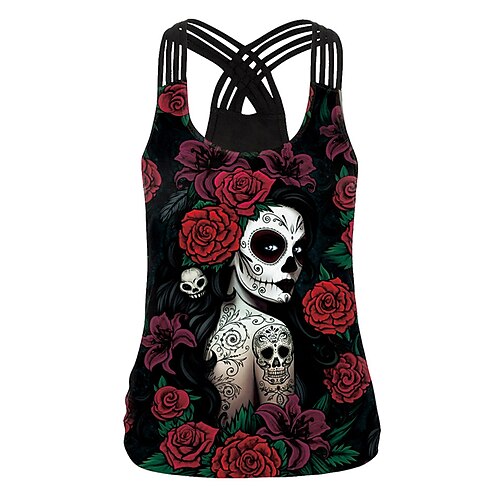 

Gothique punk Squelette / Crâne Veste Manches Ajustées Débardeur Animé Classique Style de rue Gilet Pour Femme Adulte Impression 3D 100 % Polyester