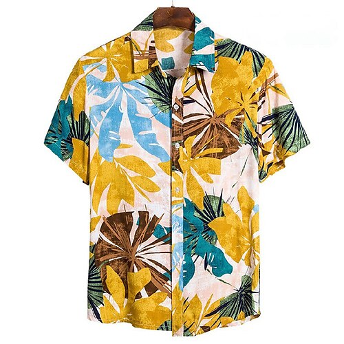 

Herre Skjorte Hawaii skjorte Button Up skjorte Sommer skjorte Casual skjorte Sort Hvid Gul Lyserød Orange Kortærmet Grafiske tryk Blomster og Planter Aftæpning Gade Ferie Knap Tøj Tropisk Hawaiiansk