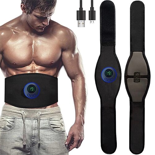 

EMS Muscle Stimulator Abs Abdominal Trainer Toning Belt USB Recharge Body Belly Weight Loss Home Gym Fitness Equiment Unisex